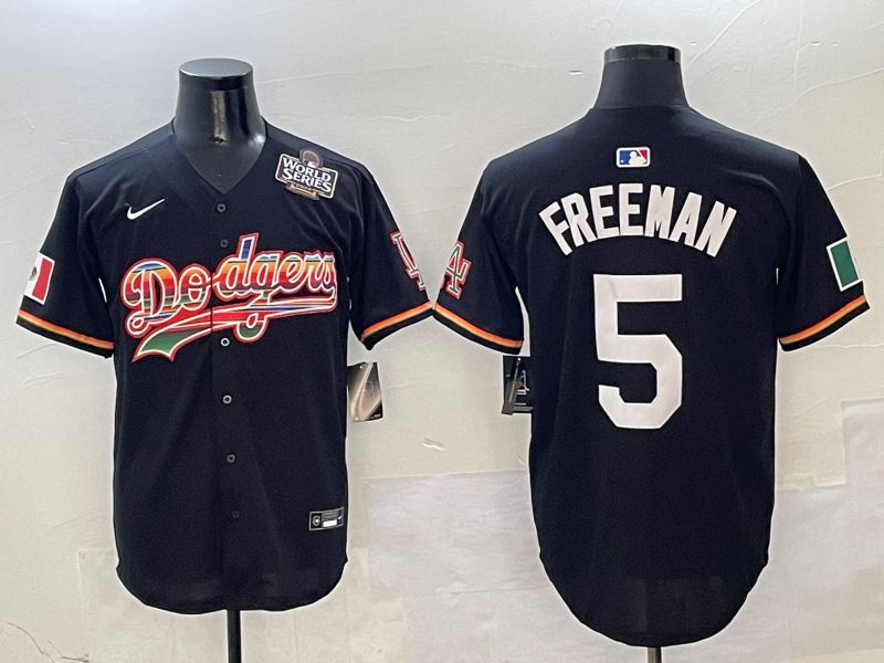 Men Los Angeles Dodgers #5 Freeman Black rainbow Nike 2025 MLB Jersey style 7->los angeles dodgers->MLB Jersey